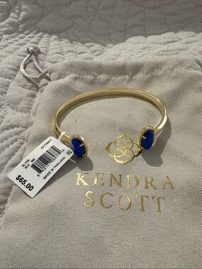 Kendra Scott Gold Open Bangle with Royal Blue Stones